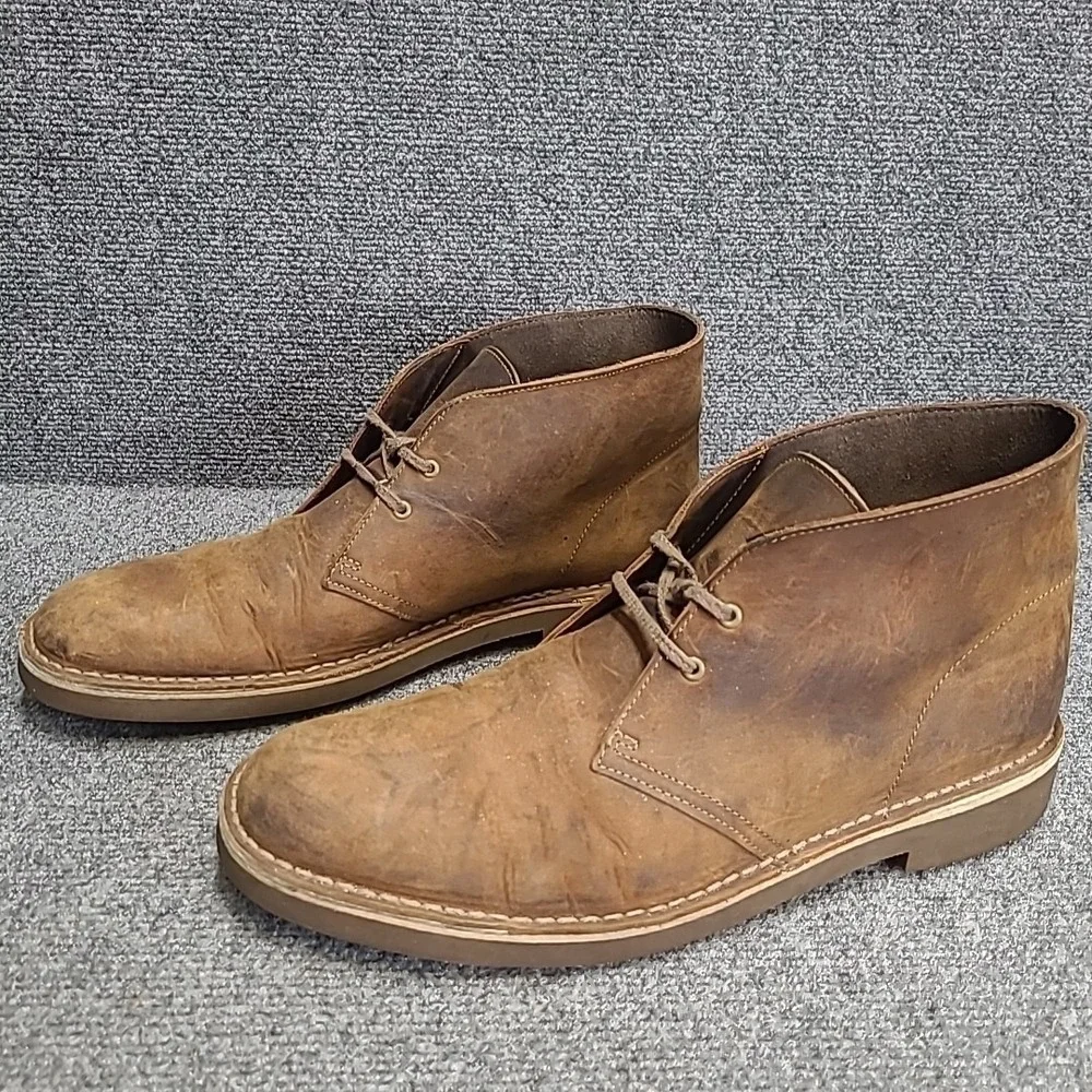 Clarks Brown Leather Desert Beeswax Chukka Ankle Boot Men's sz 13